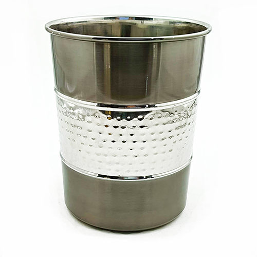 UTENSIL HOLDER BLACK AND SS HAMMERED WITH RING 1 UTENSIL HOLDER BLACK AND SS HAMMERED WITH RING 1