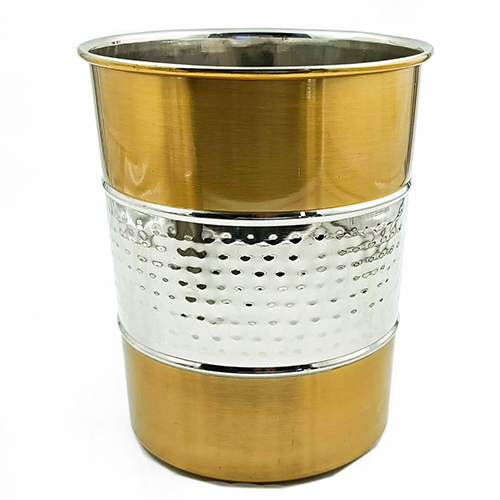 UTENSIL HOLDER Gold AND SS HAMMERED UTENSIL HOLDER Gold AND SS HAMMERED