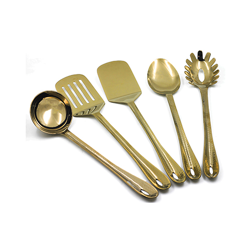Kitchen Tool S5 PVD Gld Hndl Hmrd - Ladle, Sld Trnr, Slo Trnr, Spaghetti Srvr, Sld Spoon Kitchen Tool S5 PVD Gld Hndl Hmrd - Ladle, Sld Trnr, Slo Trnr, Spaghetti Srvr, Sld Spoon