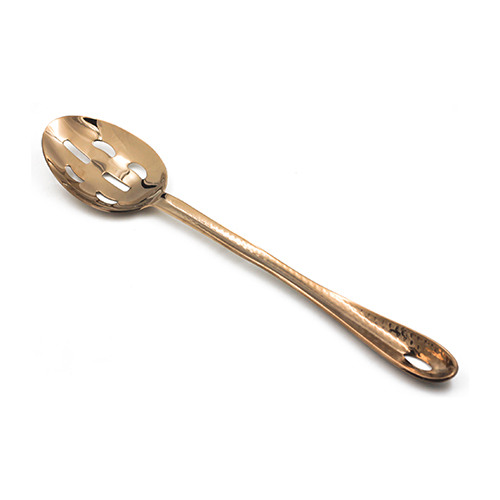 KITCHEN TOOL SLOTTED SPOON PVD ROSEGold HANDLE HAMMERED
